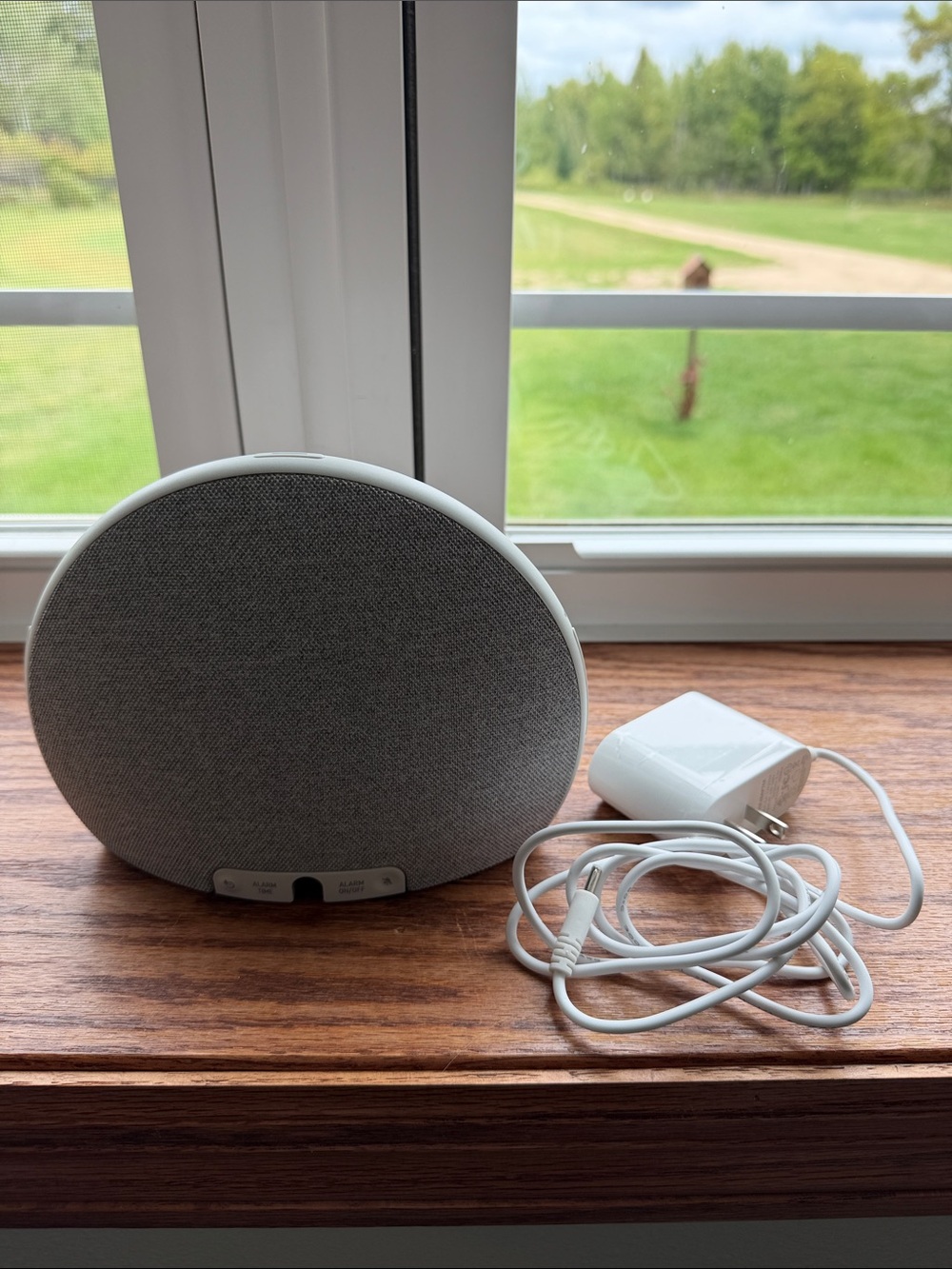 Hatch Grey Fabric Portable Bluetooth Speaker with White Charger